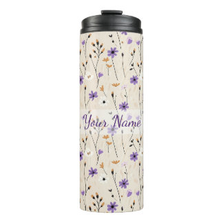 Boho Wildflowers Personalized Floral Thermal Tumbler