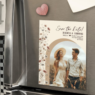 Boho Wildflowers Photo Arch Wedding Save the Date Magnetic Invitation