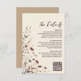 Boho Wildflowers QR Code Wedding Details Small Enclosure Card