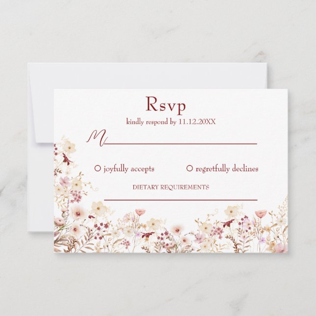 Boho wildflowers Response Card (Front)