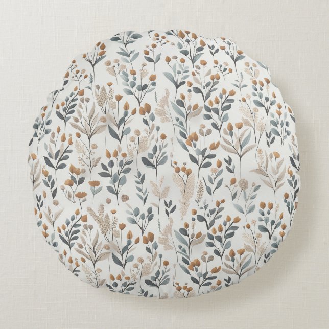 Boho Wildflowers Round Pillow (Front)