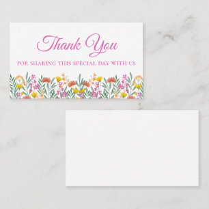 Boho Wildflowers Thank You Garden Floral Wedding Place Card