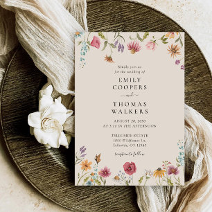 Boho Wildflowers Wedding Invitation