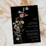 Boho Wildflowers Wedding Invitation<br><div class="desc">This stylish & elegant monogrammed wedding invitation features gorgeous hand-painted watercolor wildflowers arranged as a lovely bouquet perfect for spring,  summer,  or fall weddings. Find matching items in the Moody Black Boho Wildflower Wedding Collection.</div>