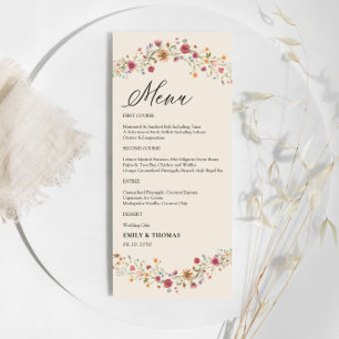 Boho Wildflowers Wedding Menu