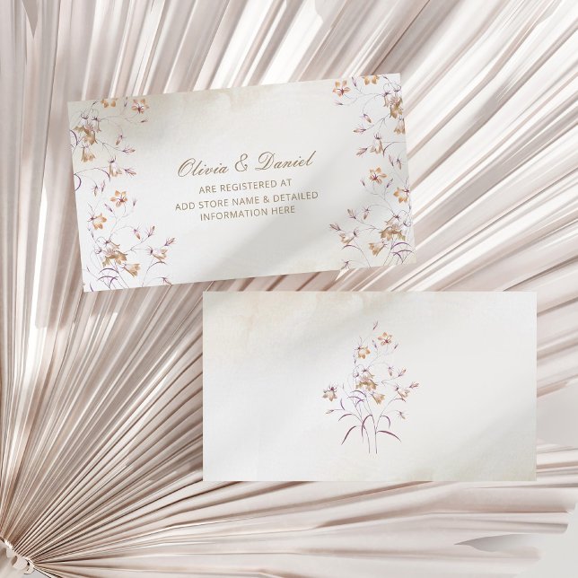 Boho Wildflowers Wedding Registry Insert Card (Boho Wildflowers Wedding Registry Insert Card on a sunny white dry palm leaf.)