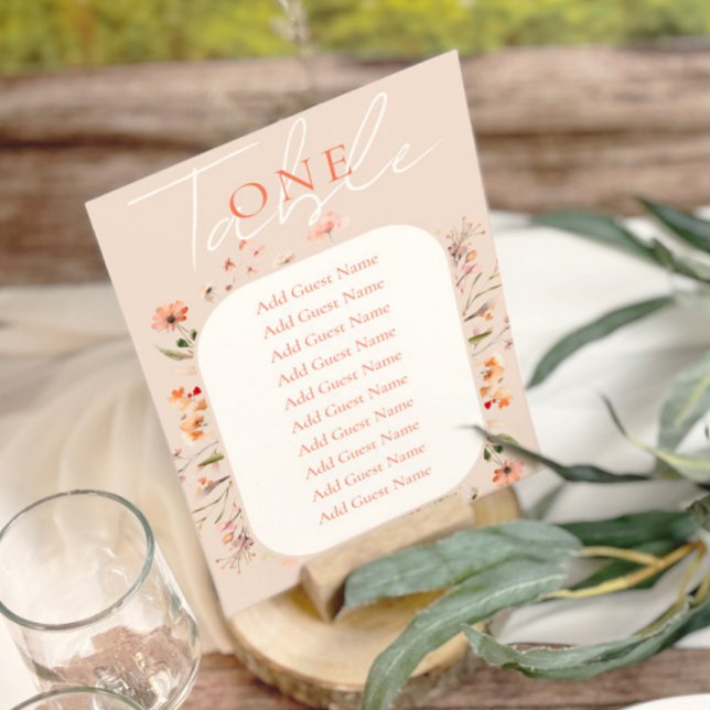 Boho Wildflowers Wedding Table Number (Creator Uploaded)
