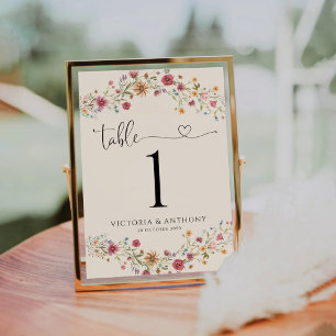 Boho Wildflowers Wedding Table Numbers