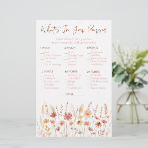 Boho Wildflowers What's In Your Purse Shower Game