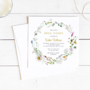 Boho Wildflowers Wreath Bridal Shower Invitation