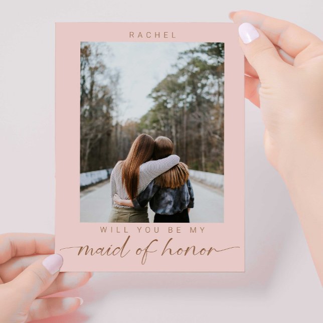 Boho Will you be my Maid of Honour Photo Chic Postcard (Creator Uploaded)