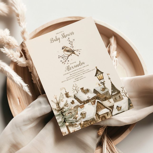 Boho Winter Christmas Baby Shower Invitation (Creator Uploaded)