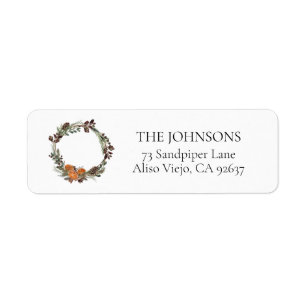 Boho Winter Citrus Wreath Return Adresse Label
