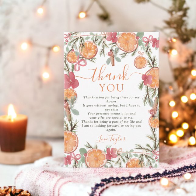 Boho Winter Dried Citrus Floral Bridal  shower Thank You Card (Boho Winter Dried Citrus Floral Bridal shower Thank You Card)
