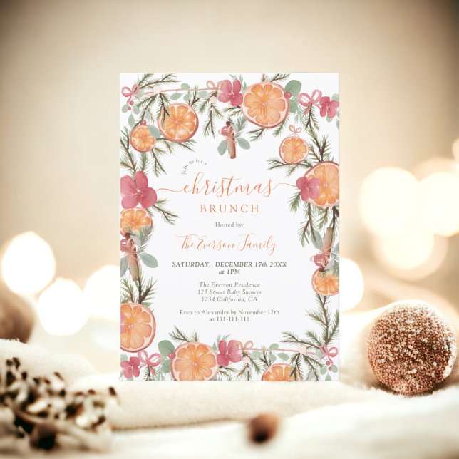 Boho Winter Dried Citrus Floral christmas brunch Invitation (Boho Winter Dried Citrus Floral christmas brunch Invitation)