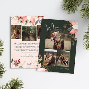 Boho Winter Floral Arch Merry Six Photo Christmas  Holiday Card