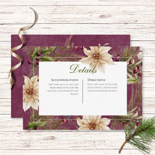 Boho Winter Greenery Boughs Burgundy Reception Enclosure Card