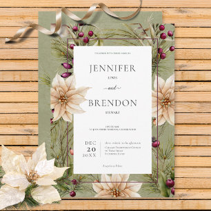 Boho Winter Greenery Boughs Sage Green Invitation