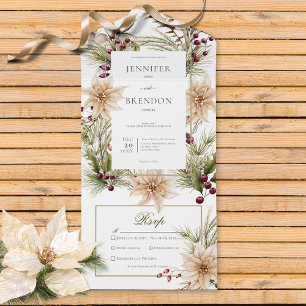 Boho Winter Greenery Boughs White Dinner All In One Invitation