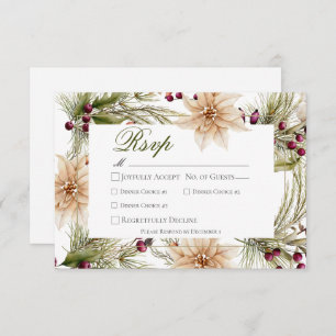 Boho Winter Greenery Boughs White Dinner RSVP Card
