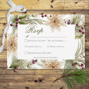 Boho Winter Greenery Boughs White RSVP Card