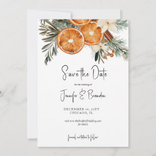 Boho Winter Greenery Photo Save the Date Invitation