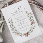 Boho Winter Greenery Red Floral 30th Birthday Invitation<br><div class="desc">Modern sage green watercolor Boho botanical frame is accented with small poinsettia flowers and red berries.</div>