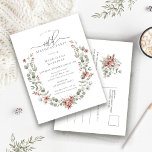 Boho Winter Greenery Red Floral 40th Birthday Invitation Postcard<br><div class="desc">Modern sage green watercolor Boho botanical frame is accented with small poinsettia flowers. Sophisticated and contemporary winter aesthetic.</div>