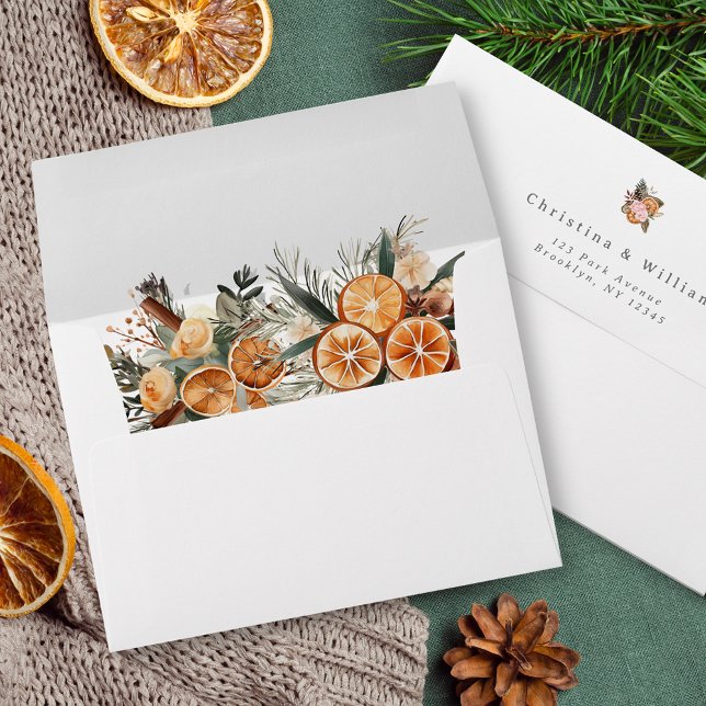 Boho Winter Holiday Botanical Mariage Enveloppe (Créateur téléchargé)