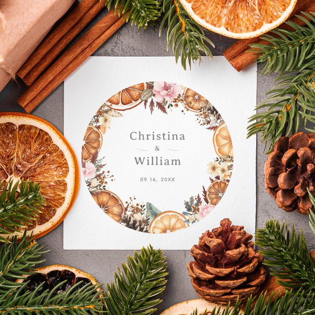 Boho Winter Holiday Botanical Wedding Sticker (Creator Uploaded)