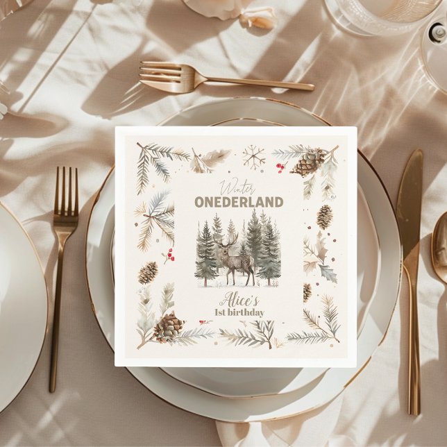 Boho Winter Onederland Birthday Napkin (Creator Uploaded)
