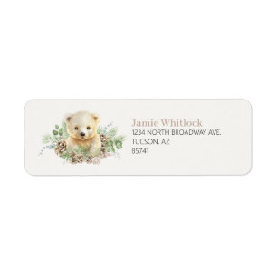Boho Winter Polar Bear Return Address Label 