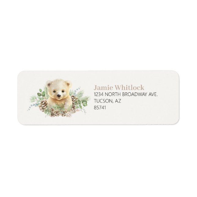 Boho Winter Polar Bear Return Address Label  (Front)