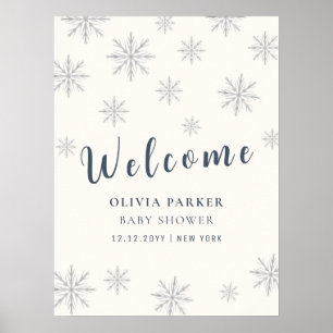 Boho Winter Snowflake Baby Shower Welcome Poster