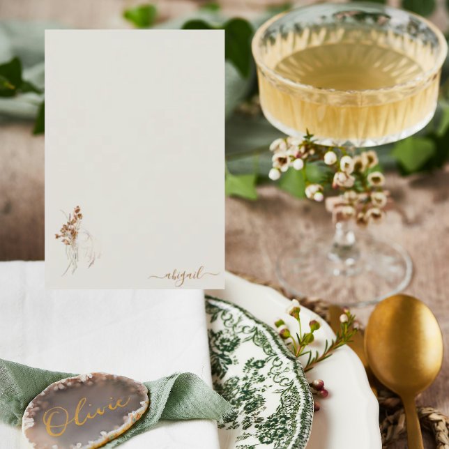 Boho Wispy Floral Personalized Blank Shower Thank You Card (Creator Uploaded)