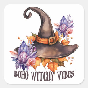 Boho Witchy Vibes Halloween Square Sticker