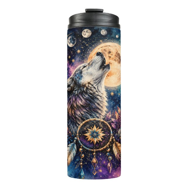 Boho Wolf Dreamcatcher Thermal Tumbler (Front)