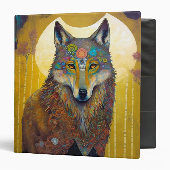 Boho Wolf Surreal Wildlife Art Binder (Front/Inside)