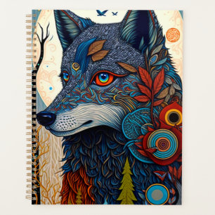 Boho Wolf Surreal Wildlife Art Planner