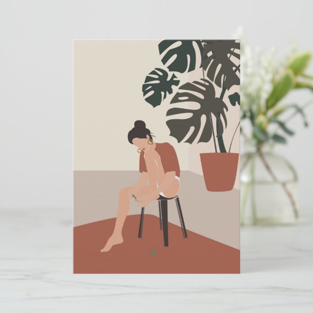 Boho Woman and Monstera Plants Summer Fashion (Standing Front)