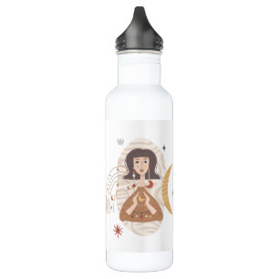 Boho woman holds the moon abstract calm neutral st 710 ml water bottle