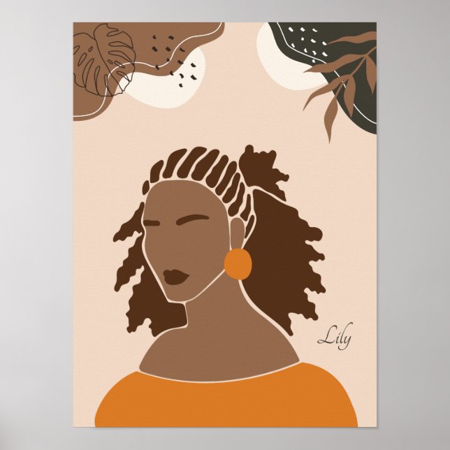 Boho Woman Illustration, Earthy Tones Poster (Front)