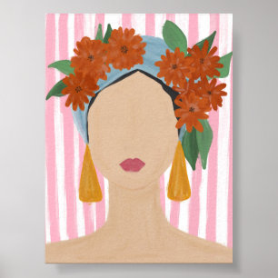 Boho Woman Portrait with Floral Headpiece Poster