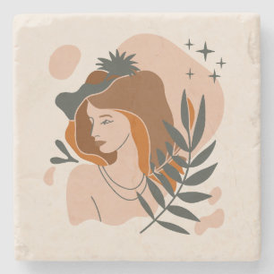 Boho Woman Stars Stone Coaster