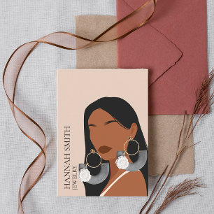 Boho Woman Stud Earring Display Business Card