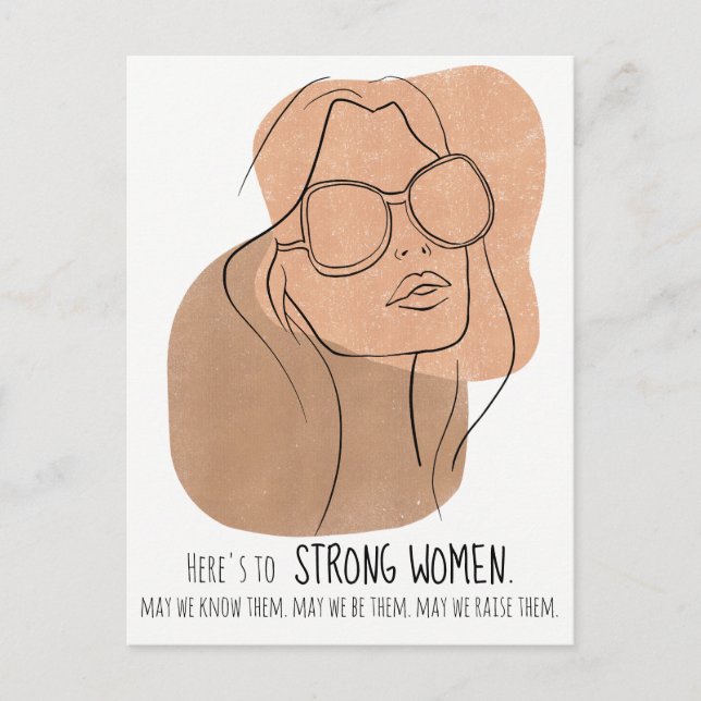 Boho Woman's Face in Sunglasses Line Art Retro Postcard (Front)