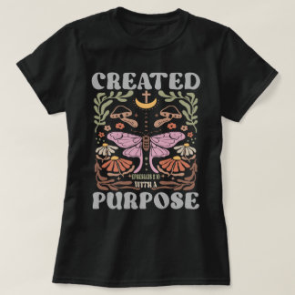 Boho Womens Christian Created with Purpose T-Shirt