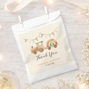 Boho Wood Train Transport Kids Birthday Favour Bag
