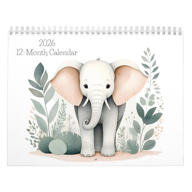 Boho Woodland Animals 2026 Calendrier 12 mois (Protection)