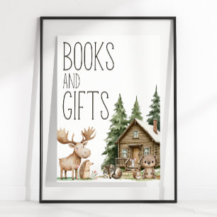 Boho Woodland Animals Baby Shower Books Gifts Sign